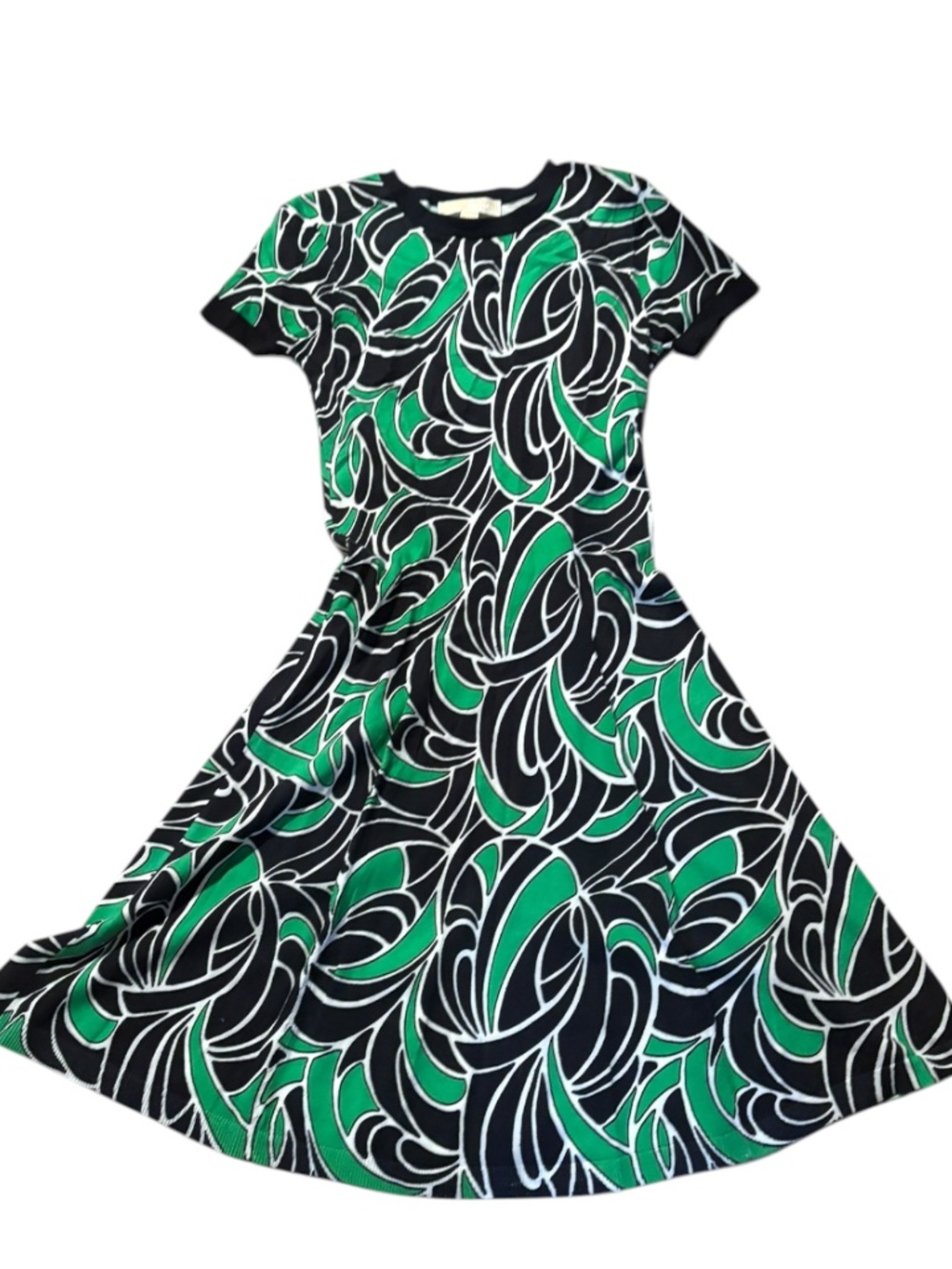 Michael kors spring green and black flared dress new nwt